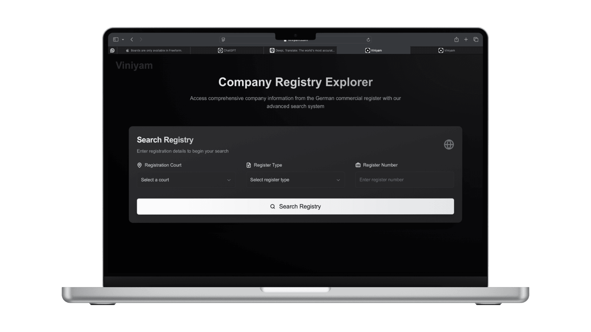 Company data retrieval interface